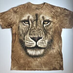 The Mountain T Shirt Size Large Lion Tie Dye Animals Nature Short Sleeve AOP